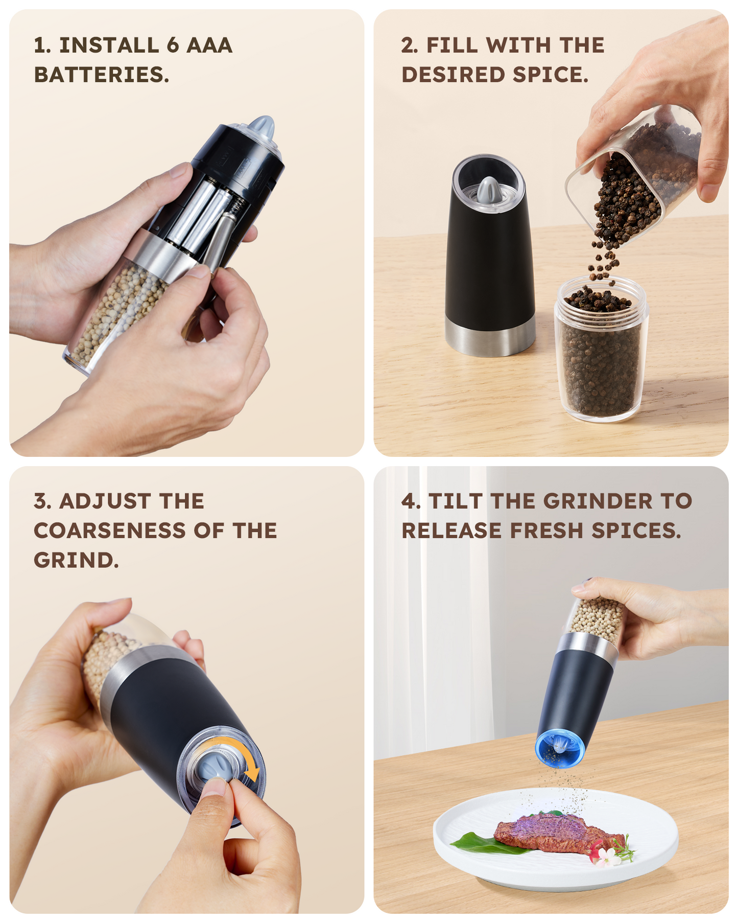 Smart Electric Salt and Pepper Mills