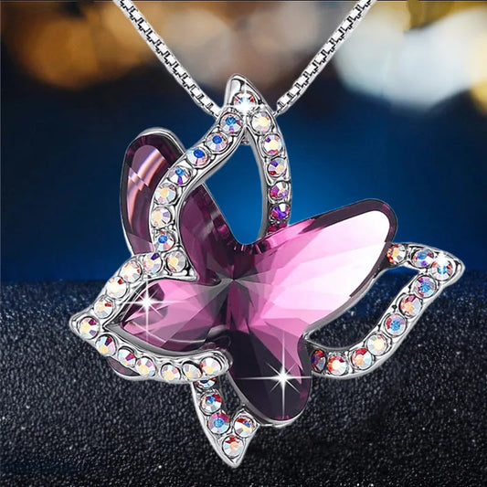 Elegant Butterfly Zircon Necklace